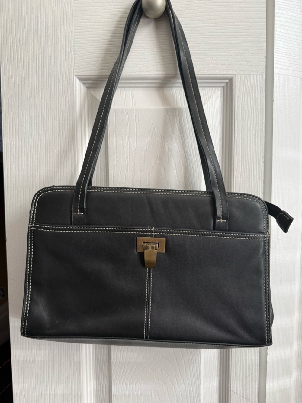 Y2K Genuine Leather Black Liz Claiborne Purse | Vintage Shoulder Bag